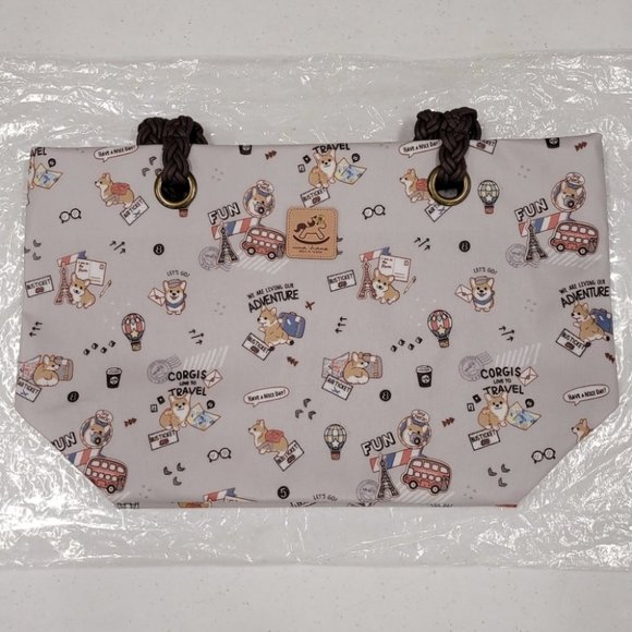 Waterproof Corgi Woven Tote Shoulder Bag - Picture 5 of 13